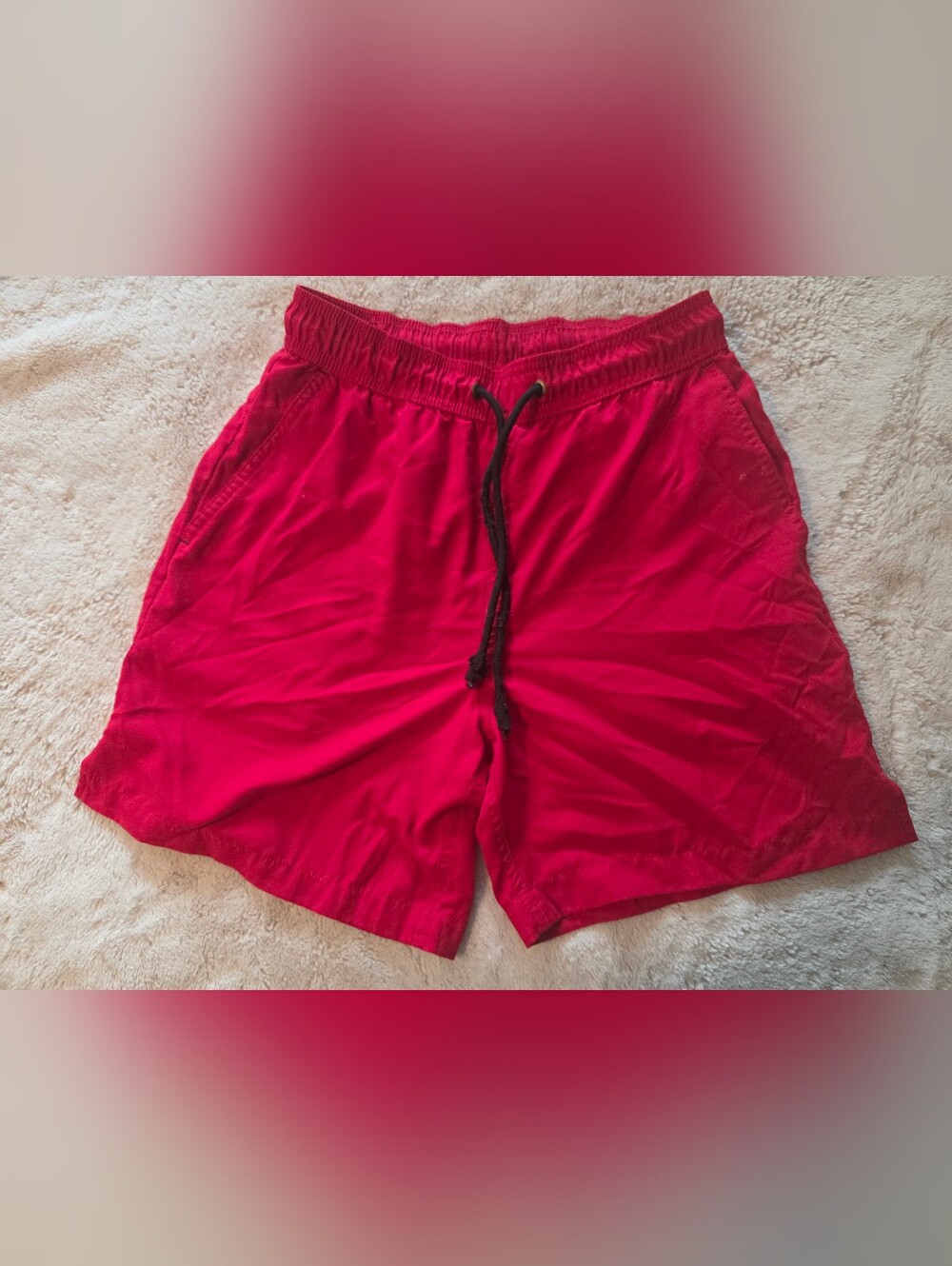 Men's Red Athletic Drawstring Shorts
